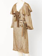 Adolfo Gold LamÉ Blouse and Skirt Ensemble