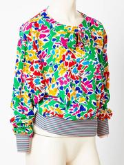 Ungaro Floral Print Silk and Knit Pullover