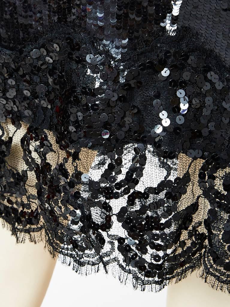 Geoffrey Beene Sequined Shift With Lace Detail In Excellent Condition In New York, NY