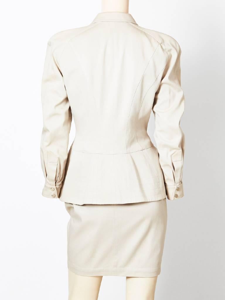 Beige Thierry Muglar Safari Inspired Skirt Suit wiht Lacing Detail