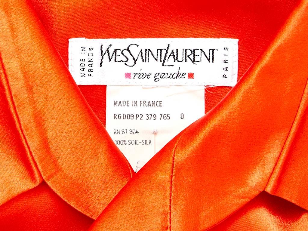 Red Yves Saint Laurent Silk Charmeuse Wrap Dress