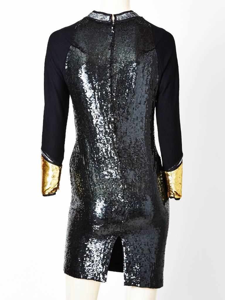 Black Geoffrey Beene Fitted Dress With Sequined Details