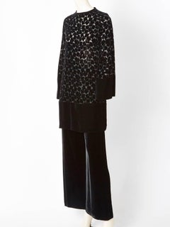 Yves Saint Laurent Cut Velvet Tunic and Pant Emsemble