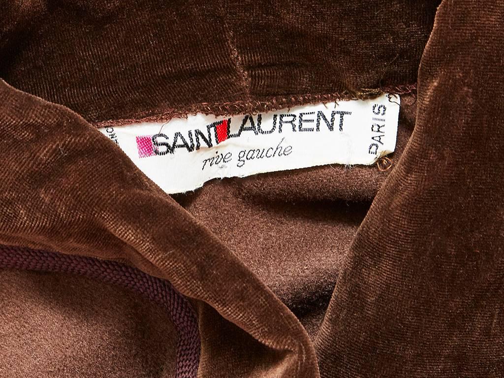 Brown Yves Saint Laurent Wool Cape with Velvet Trim