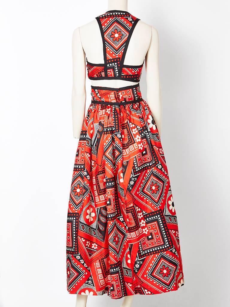 Geoffrey Beene Bandana Print Halter Top and Skirt Ensemble In Excellent Condition In New York, NY