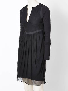 Balenciaga Chiffon and Jersey knit Dress with Trapunto Detail