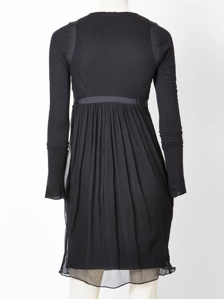Black Balenciaga Chiffon and Jersey knit Dress with Trapunto Detail