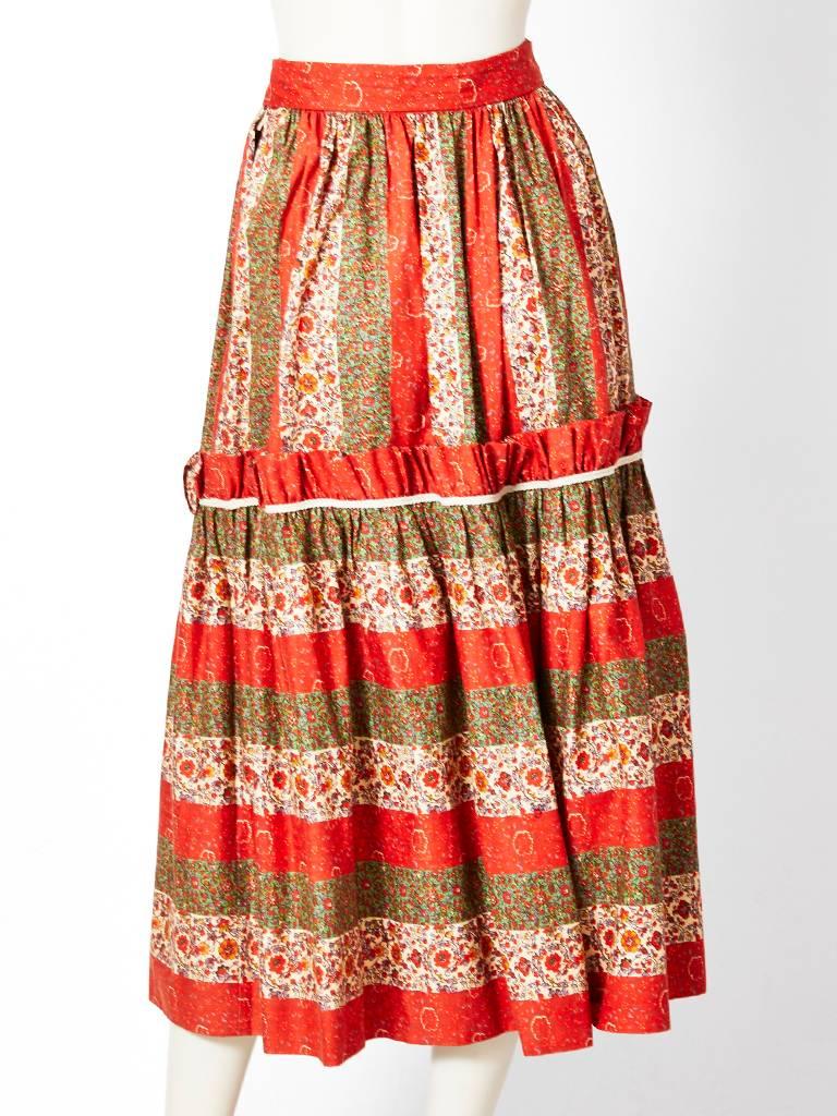 Yves Saint Laurent Floral Pattern Peasant Skirt at 1stDibs | peasant ...