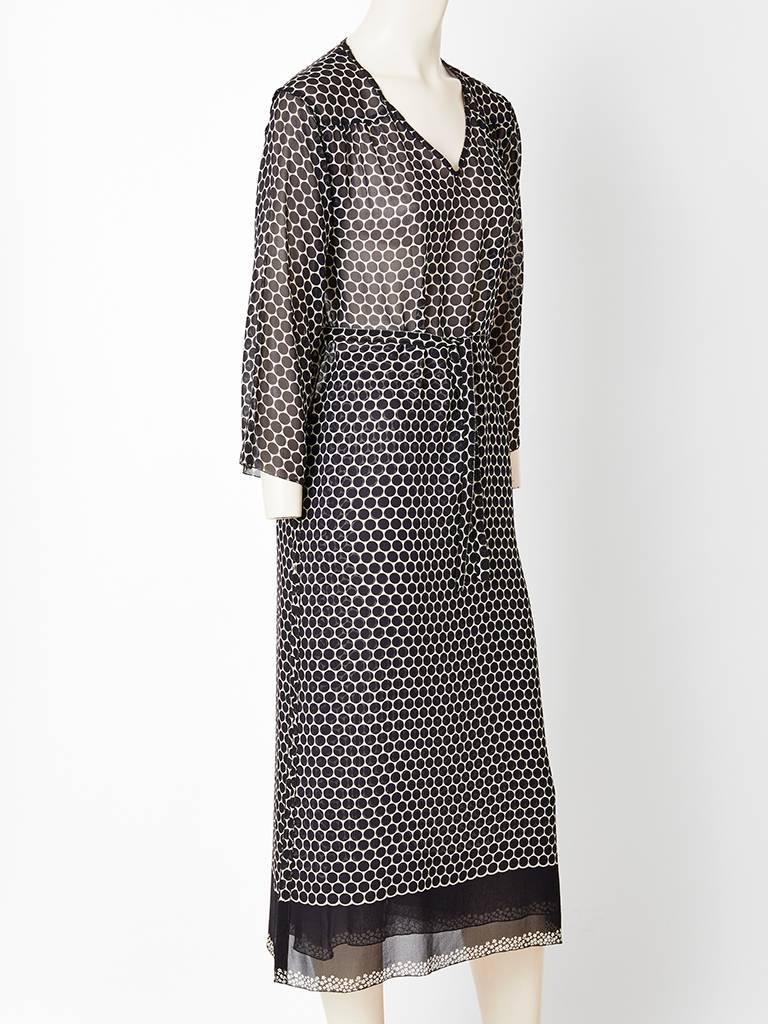 Black Sonia Rykiel Dot Pattern Chiffon Shift For Sale