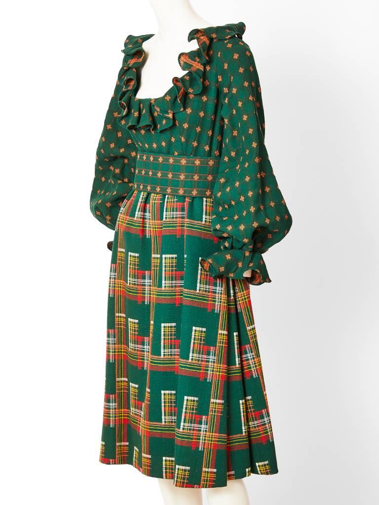 Black Ronald Amey, Mixed Patterns Wool Dress and Gilet