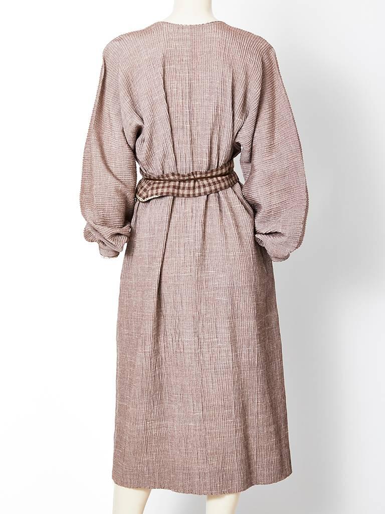 Geoffrey Beene Crinkled Wool Belted Caftan In Excellent Condition In New York, NY