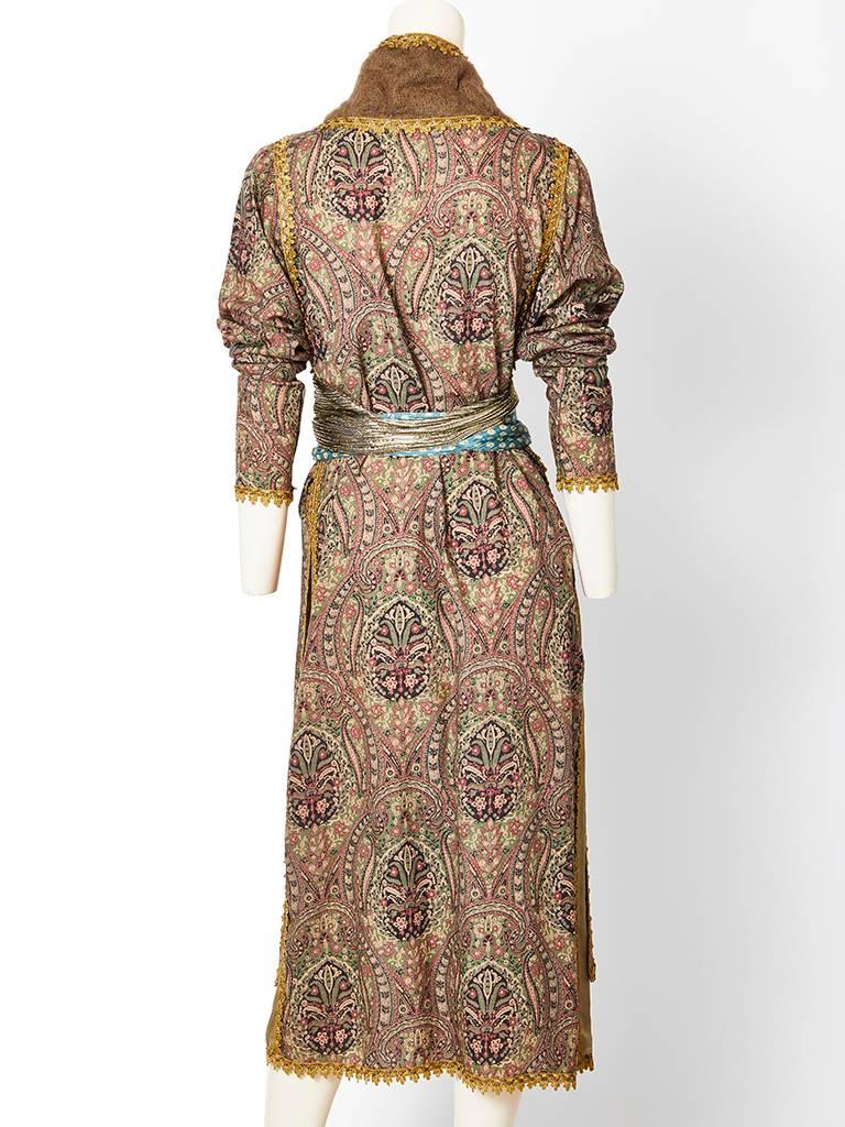 Geoffrey Beene Wool Challis Paisley Dress In Excellent Condition In New York, NY
