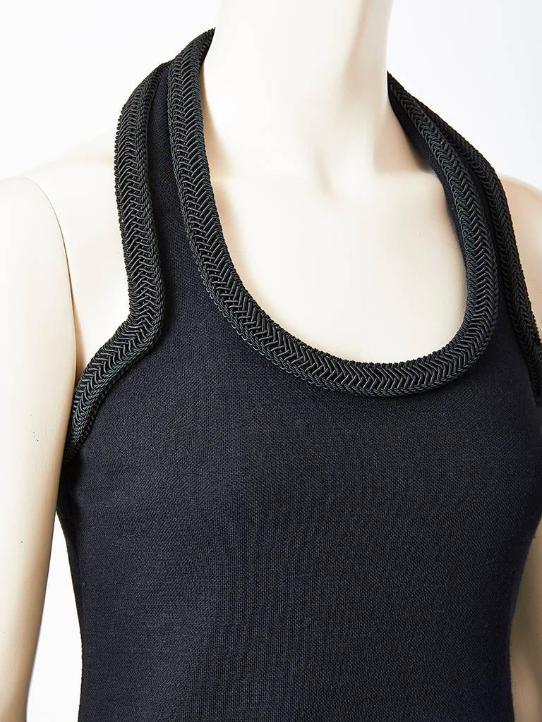 Nero Galanos - Vestito in lana con dettaglio a trecce in vendita