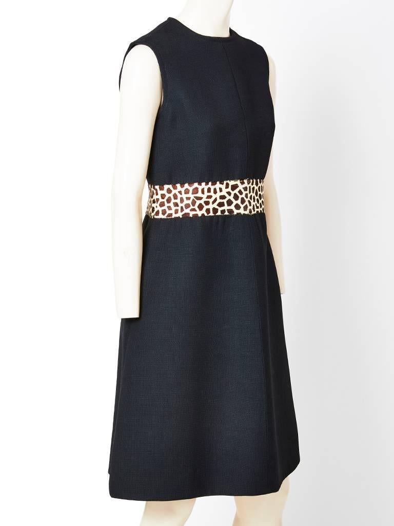 Black Givenchy Sleeveless Day Dress with Cheetah Pattern Detail