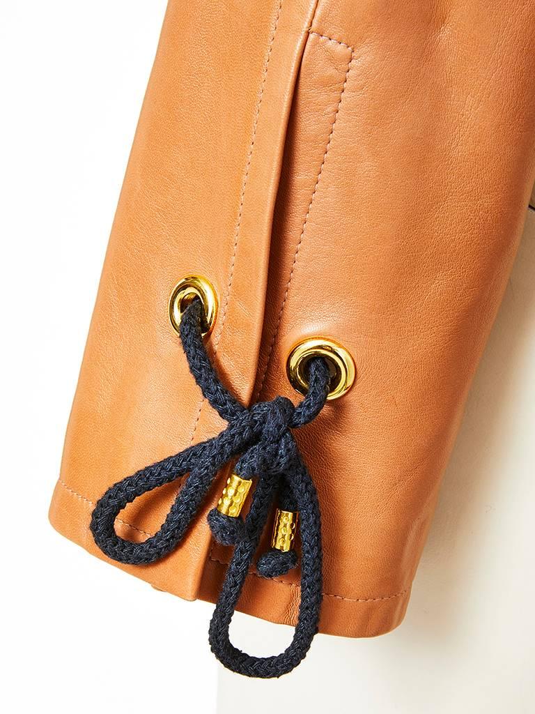 Orange Yves Saint Laurent Caramel Cropped Leather Jacket