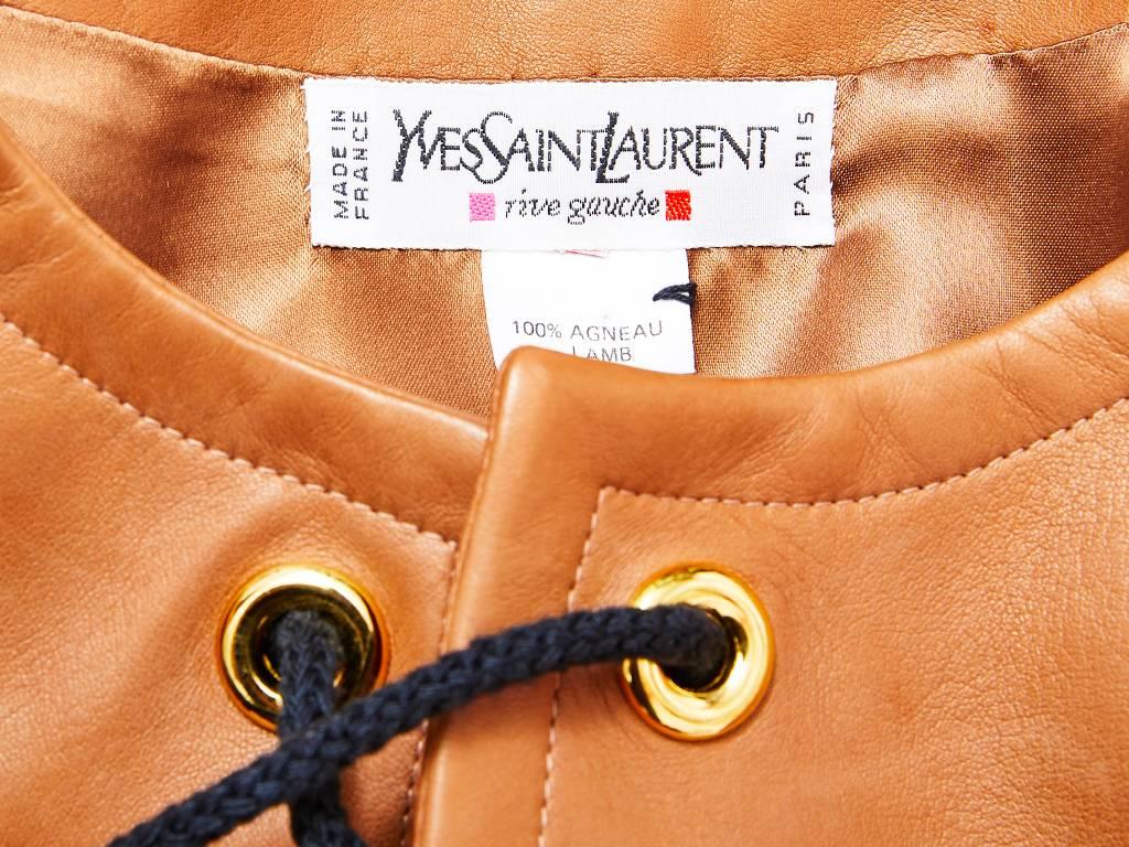 Women's Yves Saint Laurent Caramel Cropped Leather Jacket
