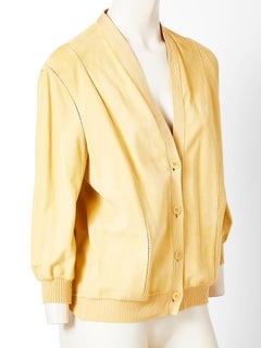 Martin Margiela Hermes Cardigan in pelle scamosciata e maglia