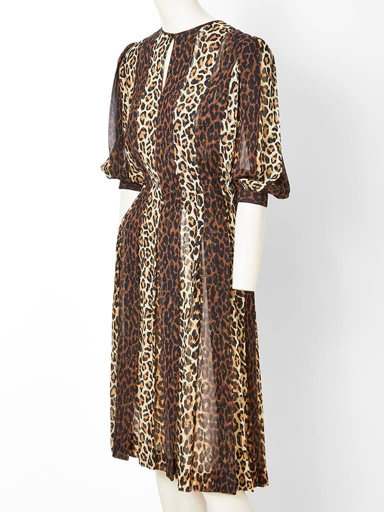 Brown La Mendola Leopard Print Silk Georgette Dress