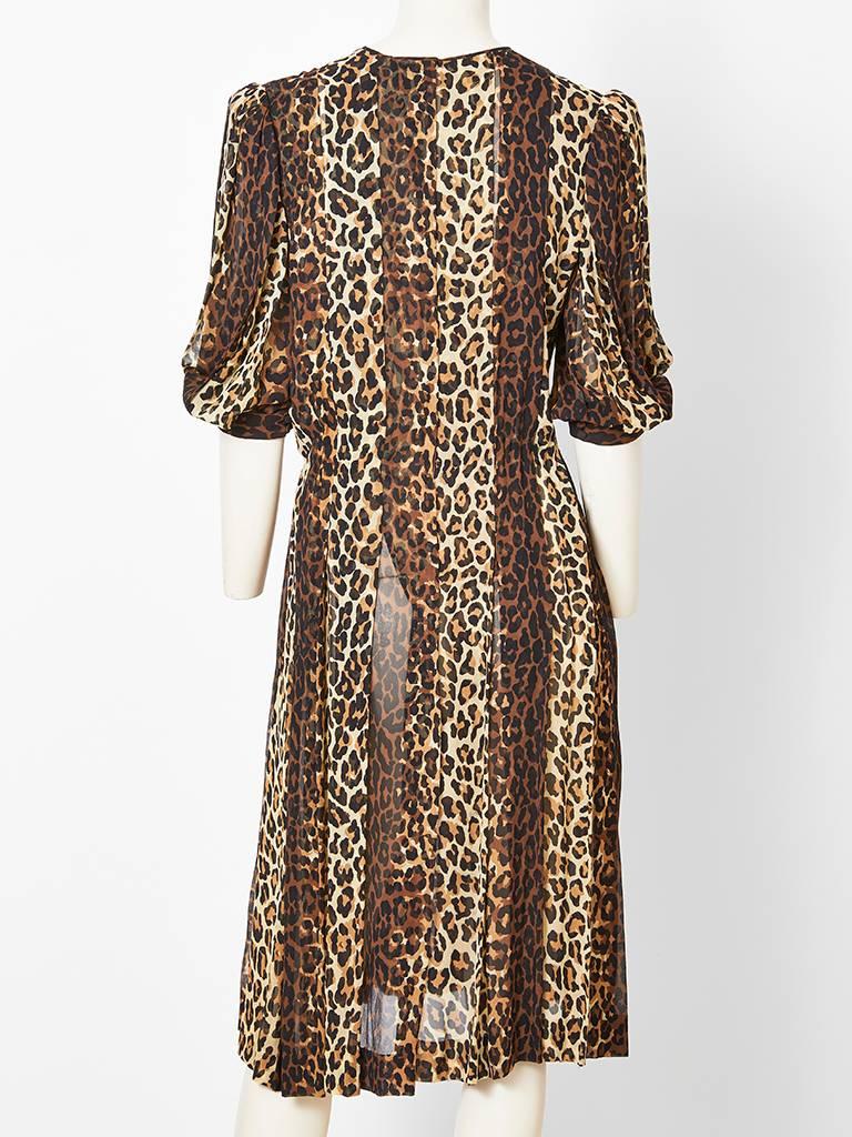 La Mendola Leopard Print Silk Georgette Dress In Excellent Condition In New York, NY
