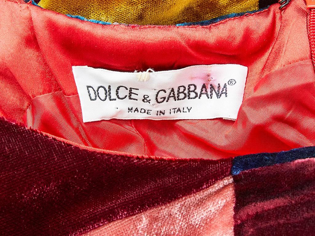 Women's Dolce and Gabbana Velvet Patchwork Bias Cut Gown