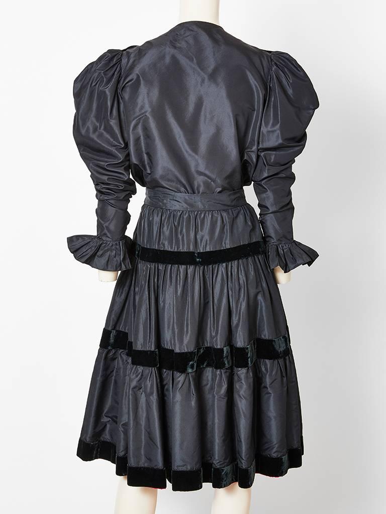 Yves Saint Laurent Taffeta and Velvet Two Piece Ensemble In Excellent Condition In New York, NY