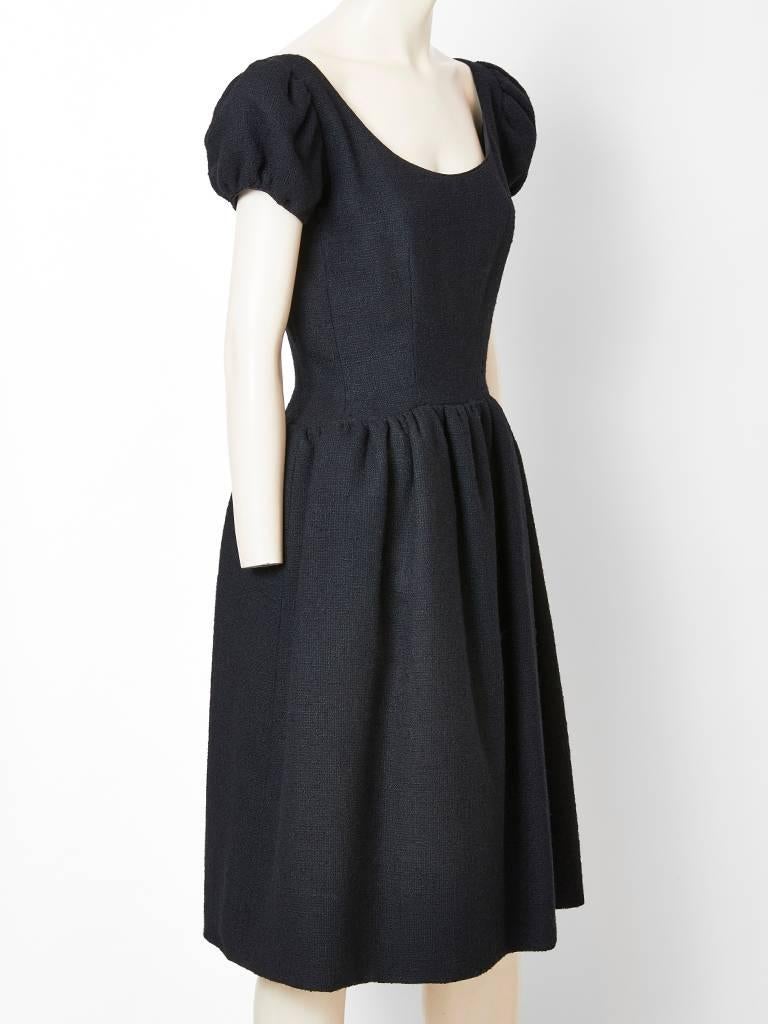 Black Norman Norell Wool Boucle Day Dress For Sale