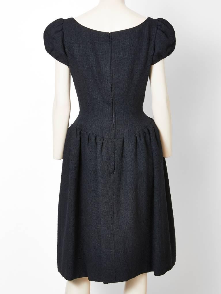 Norman Norell Wool Boucle Day Dress In Excellent Condition For Sale In New York, NY