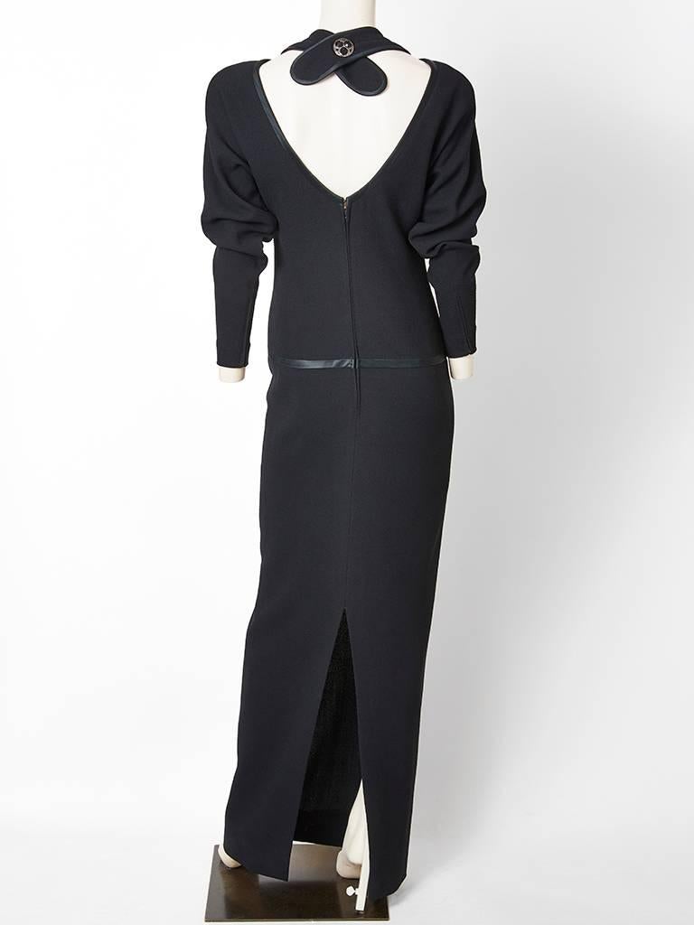 Galanos Wool Crepe Gown With Trompe L'oeil Detail In Excellent Condition In New York, NY