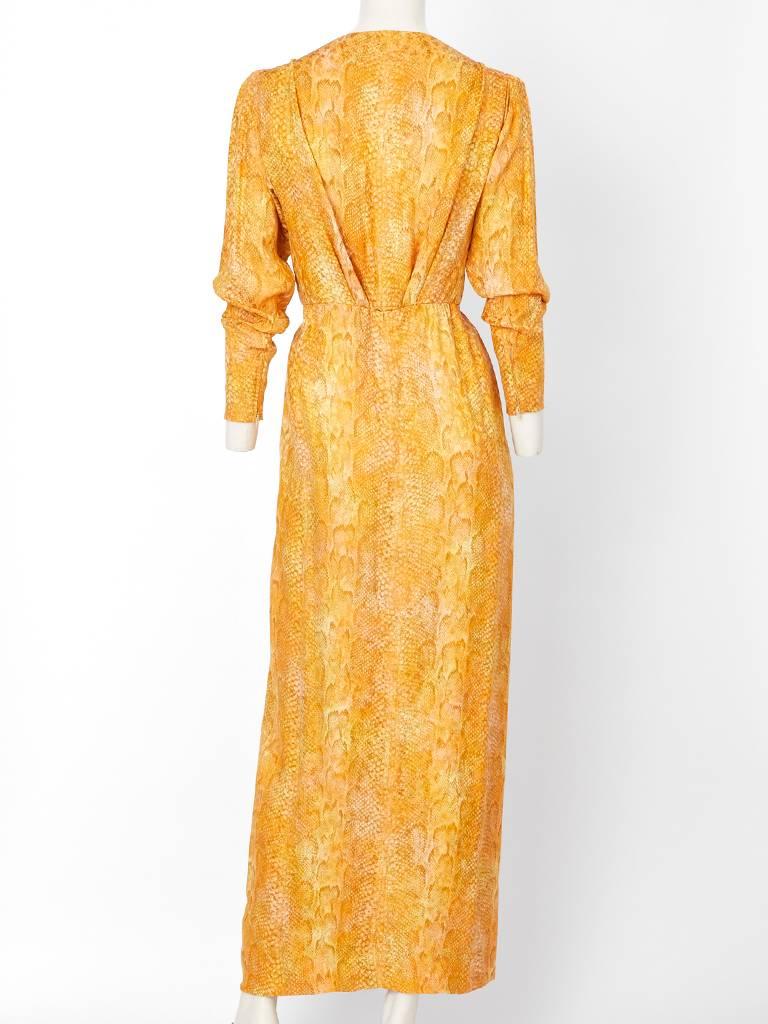 Yves Saint Laurent Rive Gauche Silk Reptile Print Gown In Excellent Condition In New York, NY