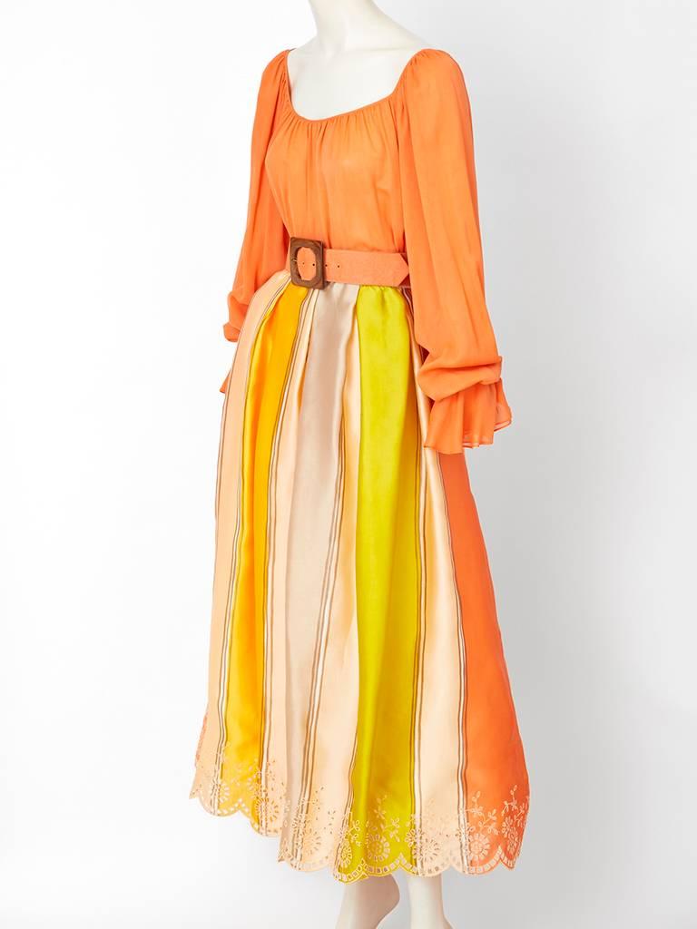 Orange Oscar de la Renta Chiffon and Organza Gypsy Ensemble