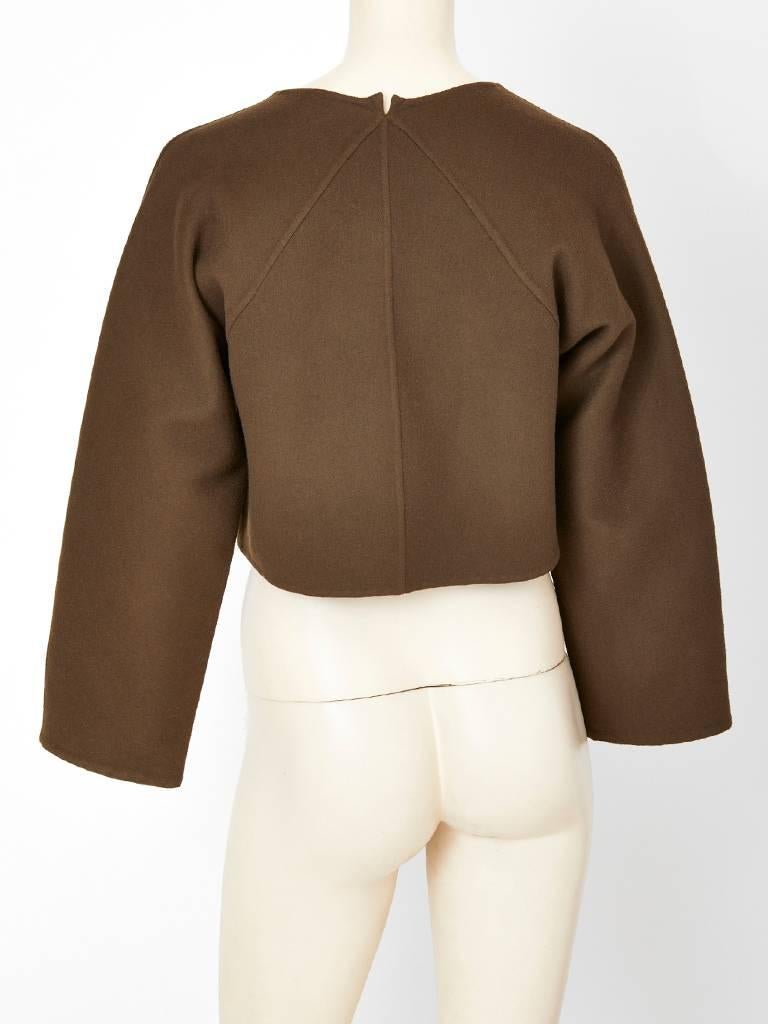 Women's Geoffrey Beene Chocolate Brown Double Face Wool Cropped Jacket