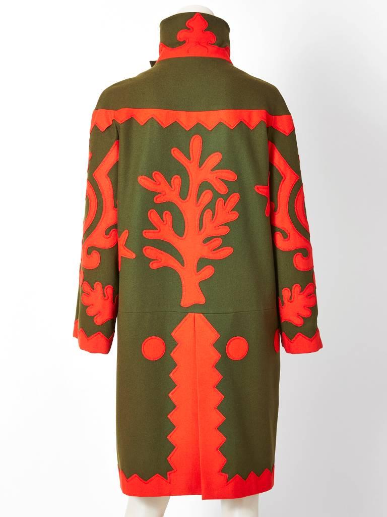 Brown Christian Lacroix Wool Coat with Applique Details