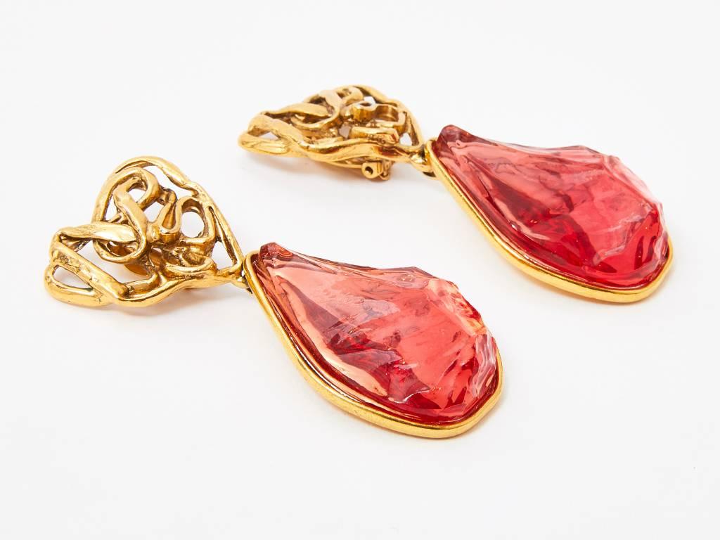 Yves Saint Laurent Rive Gauche Drop Earrings In Excellent Condition In New York, NY