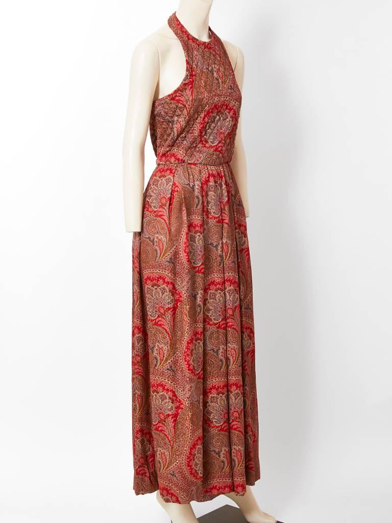 Carolyne Roehm Paisley Pattern Jumpsuit with Shawl In Excellent Condition In New York, NY