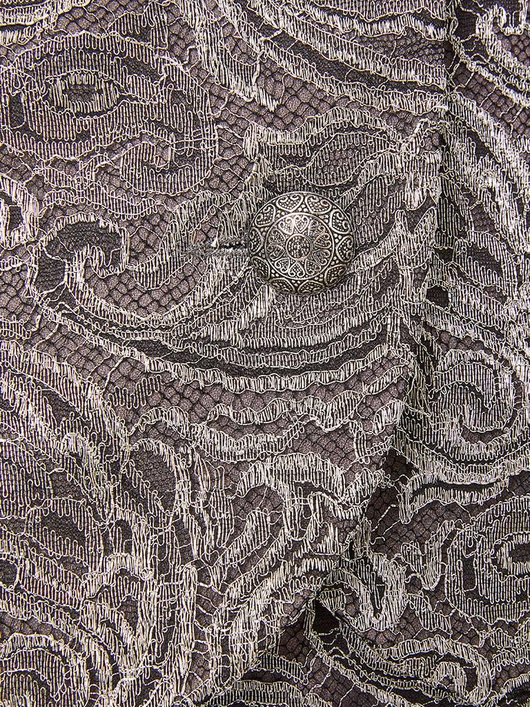 Gray Jean-Louis Scherrer Metallic Lace Dinner Suit