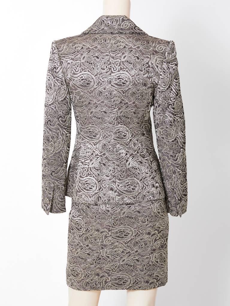 Jean-Louis Scherrer Metallic Lace Dinner Suit In Excellent Condition In New York, NY