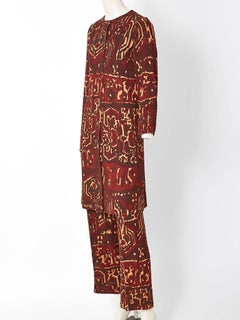 Yves Saint Laurent Rive Gauche 70's Tunic and Pant  Ensemble