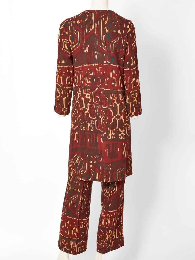 Yves Saint Laurent Rive Gauche 70's Tunic and Pant  Ensemble In Excellent Condition In New York, NY