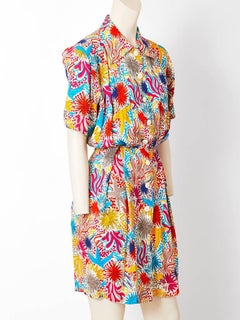 Yves Saint Laurent Rive Gauche Patterned Silk Shirt Dress