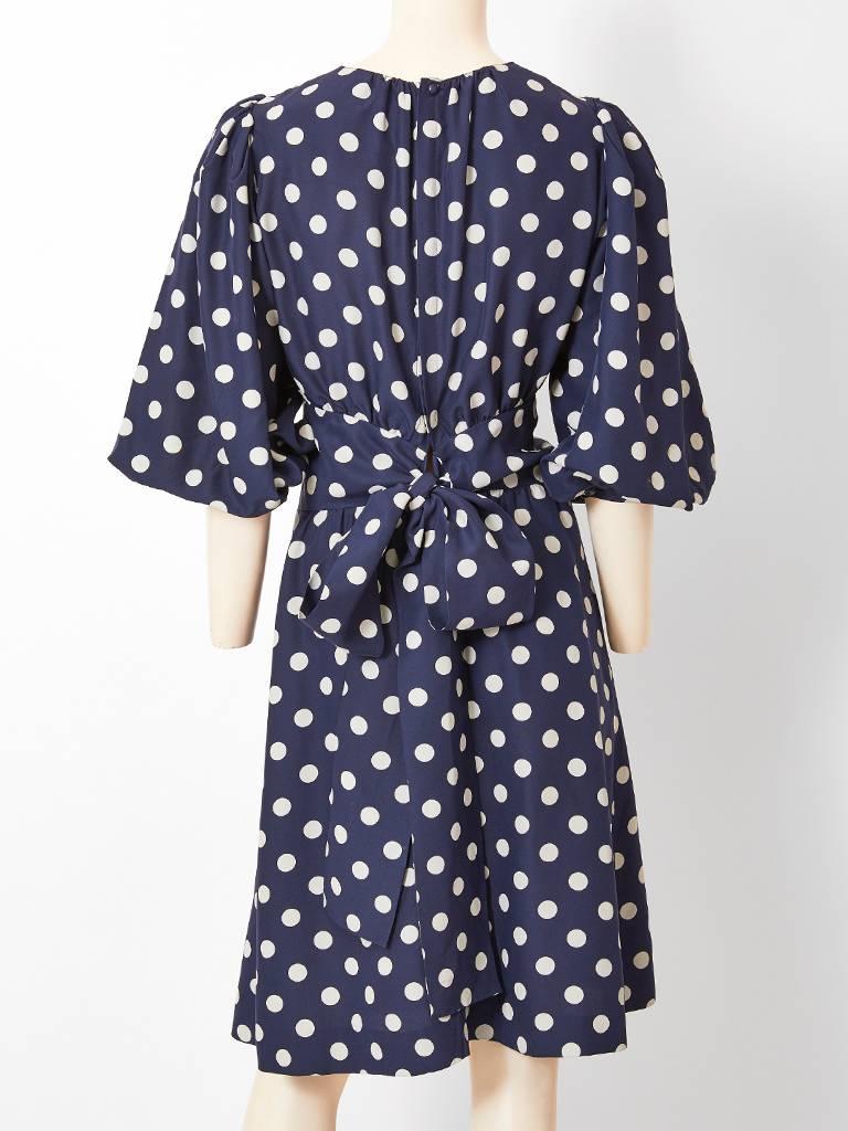 Black Yves Saint Laurent 1940s Inspired Polka Dot Dress