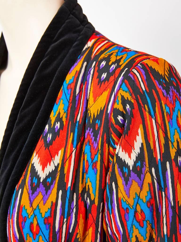 Yves Saint Laurent Ikat Pattern Belted  wrap Jacket In Excellent Condition In New York, NY