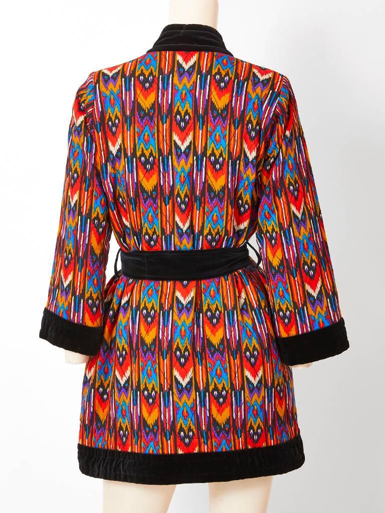 Women's Yves Saint Laurent Ikat Pattern Belted  wrap Jacket