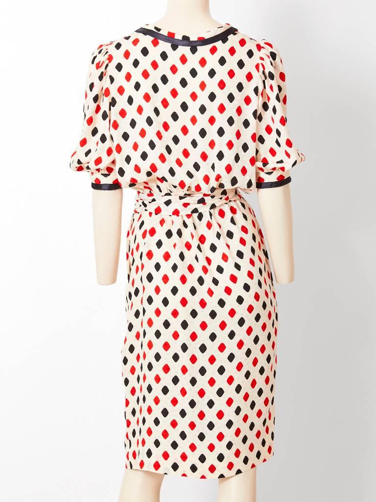 Yves Saint Laurent Rive Gauche Patterned Silk Day Dress For Sale 1