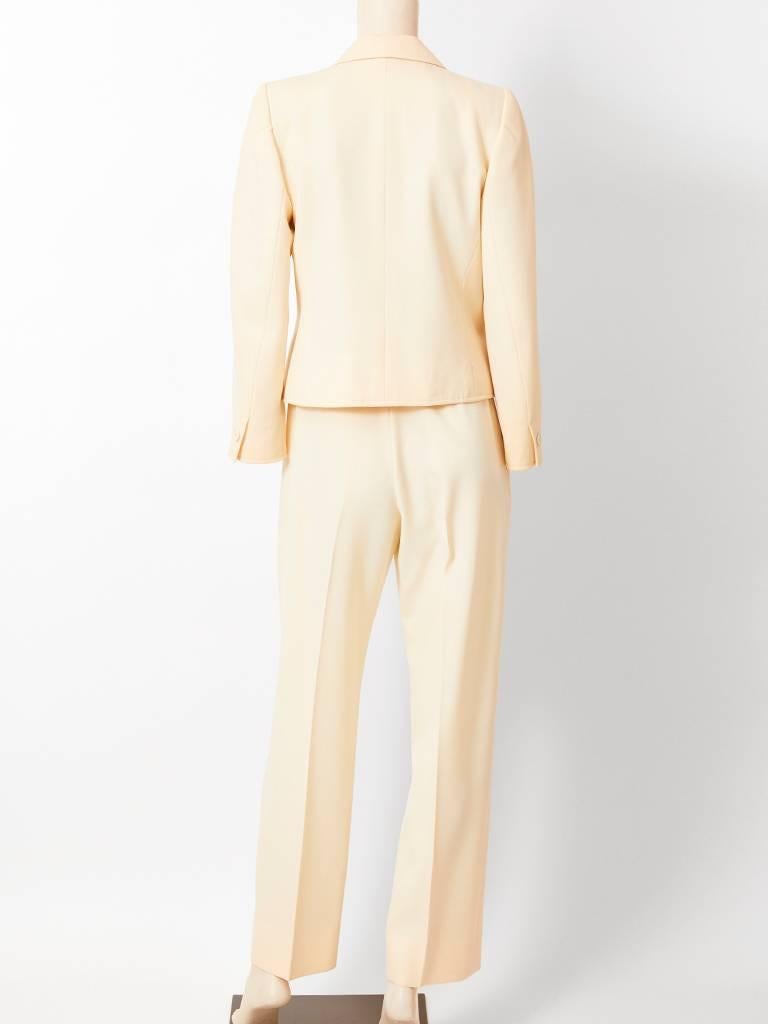 Yves Saint Laurent Rive Gauche Ivory Gaberdine Pantsuit In Excellent Condition In New York, NY