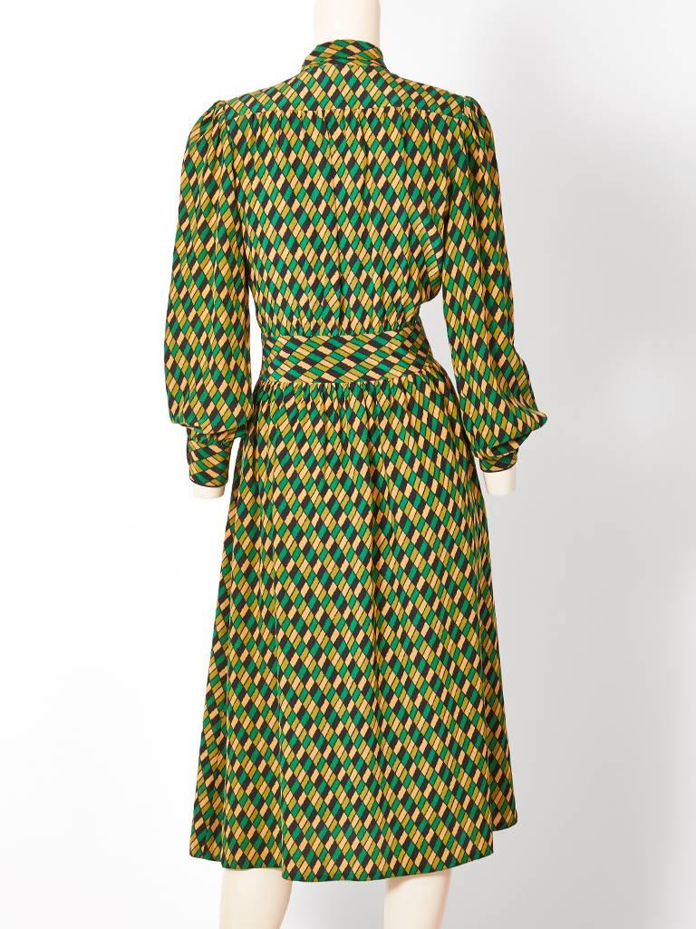 Givenchy Patterned Silk Day Dress In Excellent Condition In New York, NY