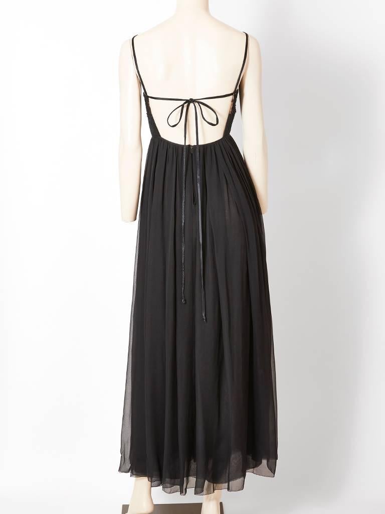 Women's Galanos Chiffon and Lace Open Back Gown For Sale
