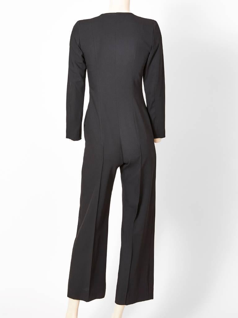 Yves Saint Laurent Rive Gauche Jumpsuit aus Wollkrepp (Schwarz) im Angebot