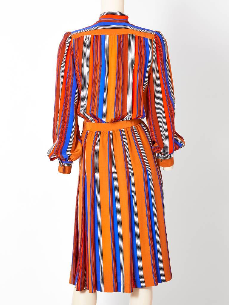 Women's Yves Saint Laurent Rive Gauche Silk Stripe Day Dress