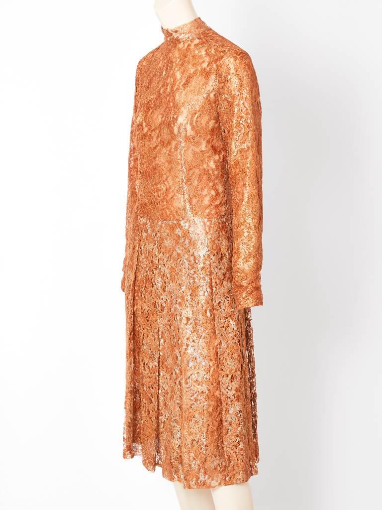 Yves Saint Laurent Metallic Lace Cocktail Dress For Sale at 1stDibs