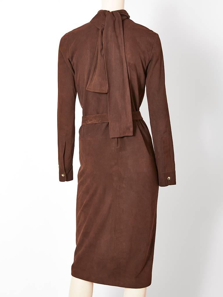 Women's Yves Saint Laurent Rive Gauche Belted Suede Dress For Sale